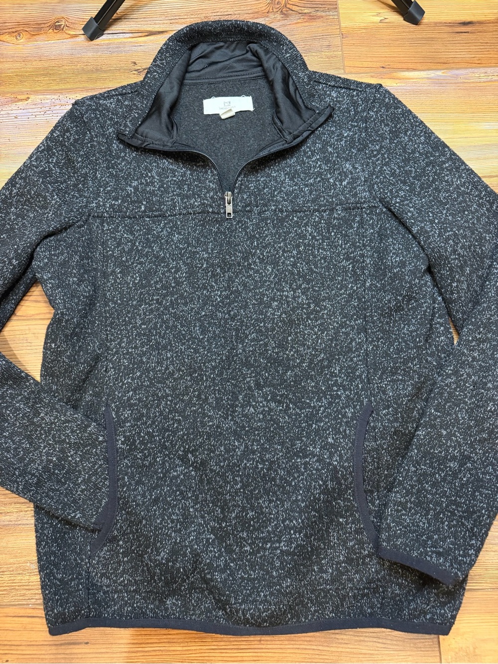 Thread & Supply Charcoal Heather Quarter Zip Fleece Pullover Small